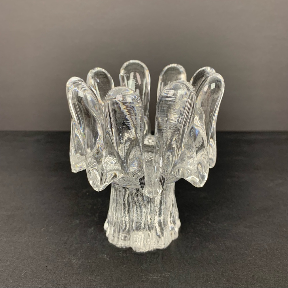 Goran Warff Kosta Boda Sunflower Glass Tea Light Candle Holder Vtg Sweden Decor